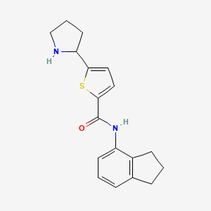 molecular formula C18H20N2OS B6053942 N-(2,3-dihydro-1H-inden-4-yl)-5-(2-pyrrolidinyl)-2-thiophenecarboxamide trifluoroacetate 