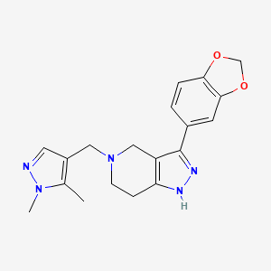 molecular formula C19H21N5O2 B6053950 3-(1,3-benzodioxol-5-yl)-5-[(1,5-dimethyl-1H-pyrazol-4-yl)methyl]-4,5,6,7-tetrahydro-1H-pyrazolo[4,3-c]pyridine 