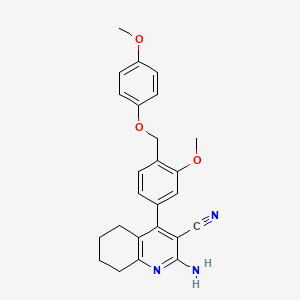 molecular formula C25H25N3O3 B6053980 2-amino-4-{3-methoxy-4-[(4-methoxyphenoxy)methyl]phenyl}-5,6,7,8-tetrahydro-3-quinolinecarbonitrile 