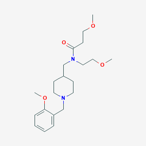 molecular formula C21H34N2O4 B6053995 3-methoxy-N-{[1-(2-methoxybenzyl)-4-piperidinyl]methyl}-N-(2-methoxyethyl)propanamide 