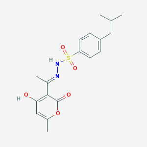 N'-[1-(4-hydroxy-6-methyl-2-oxo-2H-pyran-3-yl)ethylidene]-4-isobutylbenzenesulfonohydrazide