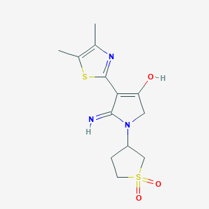 molecular formula C13H17N3O3S2 B6054031 5-amino-4-(4,5-dimethyl-1,3-thiazol-2-yl)-1-(1,1-dioxidotetrahydro-3-thienyl)-1,2-dihydro-3H-pyrrol-3-one 