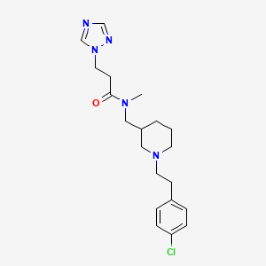 molecular formula C20H28ClN5O B6054039 N-({1-[2-(4-chlorophenyl)ethyl]-3-piperidinyl}methyl)-N-methyl-3-(1H-1,2,4-triazol-1-yl)propanamide 