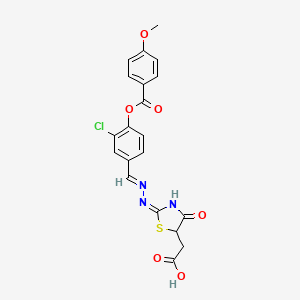 [2-({3-chloro-4-[(4-methoxybenzoyl)oxy]benzylidene}hydrazono)-4-oxo-1,3-thiazolidin-5-yl]acetic acid