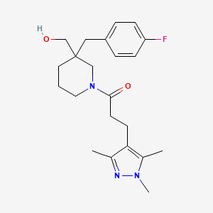 molecular formula C22H30FN3O2 B6054132 {3-(4-fluorobenzyl)-1-[3-(1,3,5-trimethyl-1H-pyrazol-4-yl)propanoyl]-3-piperidinyl}methanol 