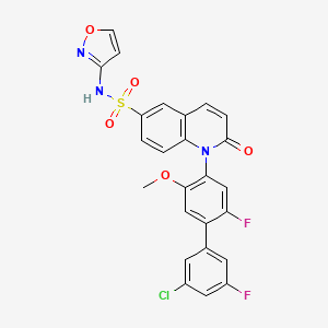 molecular formula C25H16ClF2N3O5S B605416 1-[4-(3-chloro-5-fluorophenyl)-5-fluoro-2-methoxyphenyl]-N-(1,2-oxazol-3-yl)-2-oxoquinoline-6-sulfonamide CAS No. 1642112-31-9