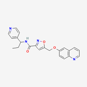 molecular formula C22H20N4O3 B6054164 N-[1-(4-pyridinyl)propyl]-5-[(6-quinolinyloxy)methyl]-3-isoxazolecarboxamide 
