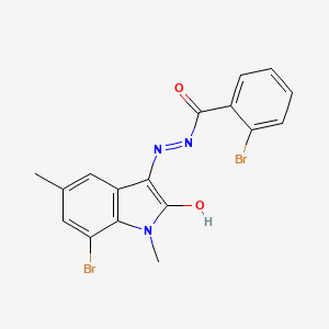2-bromo-N'-(7-bromo-1,5-dimethyl-2-oxo-1,2-dihydro-3H-indol-3-ylidene)benzohydrazide