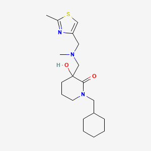 molecular formula C19H31N3O2S B6054174 1-(cyclohexylmethyl)-3-hydroxy-3-({methyl[(2-methyl-1,3-thiazol-4-yl)methyl]amino}methyl)-2-piperidinone 