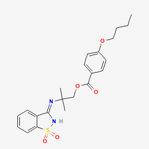 molecular formula C22H26N2O5S B6054180 2-[(1,1-dioxido-1,2-benzisothiazol-3-yl)amino]-2-methylpropyl 4-butoxybenzoate 
