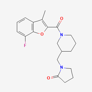 molecular formula C20H23FN2O3 B6054189 1-({1-[(7-fluoro-3-methyl-1-benzofuran-2-yl)carbonyl]-3-piperidinyl}methyl)-2-pyrrolidinone 