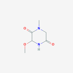 molecular formula C6H10N2O3 B060542 3-Methoxy-1-methylpiperazine-2,5-dione CAS No. 170376-80-4