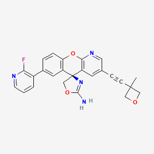 molecular formula C25H19FN4O3 B605420 (5s)-7-(2-Fluoropyridin-3-Yl)-3-[(3-Methyloxetan-3-Yl)ethynyl]spiro[chromeno[2,3-B]pyridine-5,4'-[1,3]oxazol]-2'-Amine CAS No. 1215868-94-2