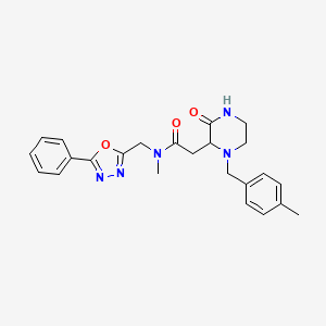 molecular formula C24H27N5O3 B6054230 N-methyl-2-[1-(4-methylbenzyl)-3-oxo-2-piperazinyl]-N-[(5-phenyl-1,3,4-oxadiazol-2-yl)methyl]acetamide 