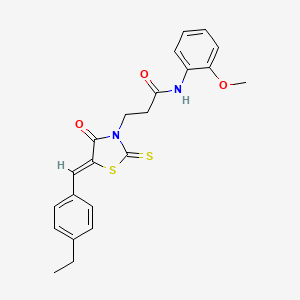 molecular formula C22H22N2O3S2 B6054247 3-[5-(4-ethylbenzylidene)-4-oxo-2-thioxo-1,3-thiazolidin-3-yl]-N-(2-methoxyphenyl)propanamide 