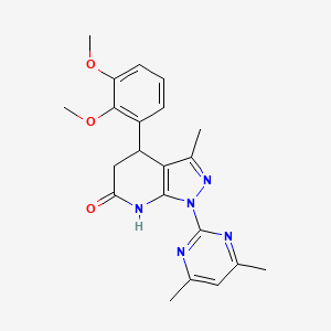 molecular formula C21H23N5O3 B6054248 4-(2,3-dimethoxyphenyl)-1-(4,6-dimethyl-2-pyrimidinyl)-3-methyl-1,4,5,7-tetrahydro-6H-pyrazolo[3,4-b]pyridin-6-one 