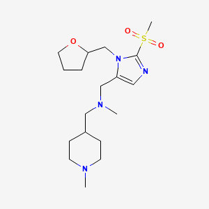 molecular formula C18H32N4O3S B6054264 N-methyl-1-(1-methyl-4-piperidinyl)-N-{[2-(methylsulfonyl)-1-(tetrahydro-2-furanylmethyl)-1H-imidazol-5-yl]methyl}methanamine 