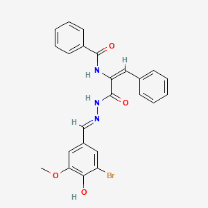 molecular formula C24H20BrN3O4 B6054282 N-(1-{[2-(3-bromo-4-hydroxy-5-methoxybenzylidene)hydrazino]carbonyl}-2-phenylvinyl)benzamide 