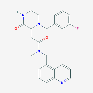 molecular formula C24H25FN4O2 B6054306 2-[1-(3-fluorobenzyl)-3-oxo-2-piperazinyl]-N-methyl-N-(5-quinolinylmethyl)acetamide 