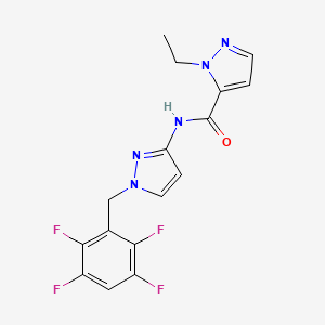 molecular formula C16H13F4N5O B6054318 1-ethyl-N-[1-(2,3,5,6-tetrafluorobenzyl)-1H-pyrazol-3-yl]-1H-pyrazole-5-carboxamide 