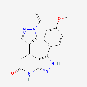 molecular formula C18H17N5O2 B6054327 3-(4-methoxyphenyl)-4-(1-vinyl-1H-pyrazol-4-yl)-1,4,5,7-tetrahydro-6H-pyrazolo[3,4-b]pyridin-6-one 