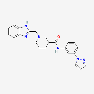 molecular formula C23H24N6O B6054342 1-(1H-benzimidazol-2-ylmethyl)-N-[3-(1H-pyrazol-1-yl)phenyl]-3-piperidinecarboxamide 