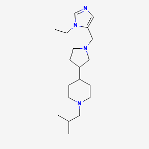 molecular formula C19H34N4 B6054349 4-{1-[(1-ethyl-1H-imidazol-5-yl)methyl]-3-pyrrolidinyl}-1-isobutylpiperidine 