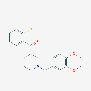 molecular formula C22H25NO3S B6054357 [1-(2,3-dihydro-1,4-benzodioxin-6-ylmethyl)-3-piperidinyl][2-(methylthio)phenyl]methanone 