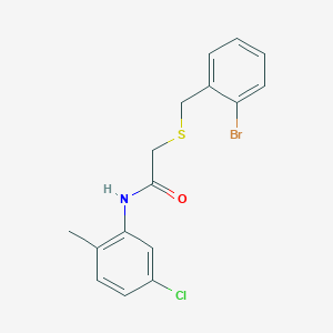 molecular formula C16H15BrClNOS B6054358 2-[(2-bromobenzyl)thio]-N-(5-chloro-2-methylphenyl)acetamide 