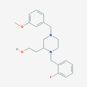 molecular formula C21H27FN2O2 B6054397 2-[1-(2-fluorobenzyl)-4-(3-methoxybenzyl)-2-piperazinyl]ethanol 