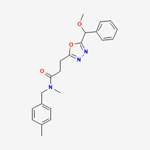 molecular formula C22H25N3O3 B6054431 3-{5-[methoxy(phenyl)methyl]-1,3,4-oxadiazol-2-yl}-N-methyl-N-(4-methylbenzyl)propanamide 
