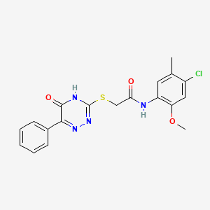 molecular formula C19H17ClN4O3S B6054451 N-(4-chloro-2-methoxy-5-methylphenyl)-2-[(5-oxo-6-phenyl-4,5-dihydro-1,2,4-triazin-3-yl)thio]acetamide 