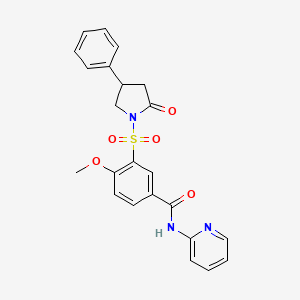 molecular formula C23H21N3O5S B6054463 4-methoxy-3-[(2-oxo-4-phenylpyrrolidin-1-yl)sulfonyl]-N-pyridin-2-ylbenzamide 