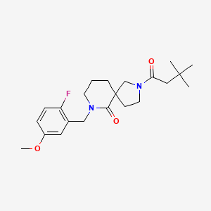 molecular formula C22H31FN2O3 B6054486 2-(3,3-dimethylbutanoyl)-7-(2-fluoro-5-methoxybenzyl)-2,7-diazaspiro[4.5]decan-6-one 