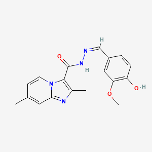 molecular formula C18H18N4O3 B6054496 N'-(4-hydroxy-3-methoxybenzylidene)-2,7-dimethylimidazo[1,2-a]pyridine-3-carbohydrazide 