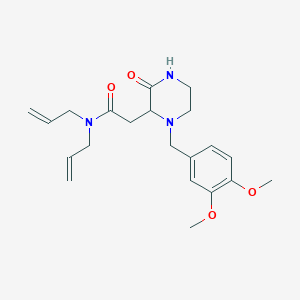 molecular formula C21H29N3O4 B6054504 N,N-diallyl-2-[1-(3,4-dimethoxybenzyl)-3-oxo-2-piperazinyl]acetamide 
