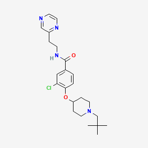 molecular formula C23H31ClN4O2 B6054524 3-chloro-4-{[1-(2,2-dimethylpropyl)-4-piperidinyl]oxy}-N-[2-(2-pyrazinyl)ethyl]benzamide 