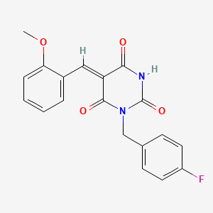 molecular formula C19H15FN2O4 B6054532 1-(4-fluorobenzyl)-5-(2-methoxybenzylidene)-2,4,6(1H,3H,5H)-pyrimidinetrione 