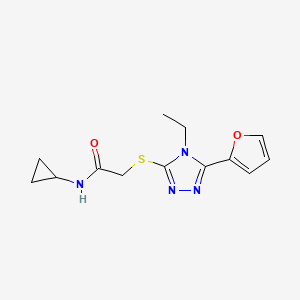 molecular formula C13H16N4O2S B6054616 N-cyclopropyl-2-{[4-ethyl-5-(2-furyl)-4H-1,2,4-triazol-3-yl]thio}acetamide 