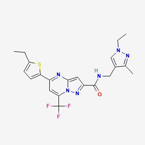 molecular formula C21H21F3N6OS B6054645 N-[(1-ethyl-3-methyl-1H-pyrazol-4-yl)methyl]-5-(5-ethyl-2-thienyl)-7-(trifluoromethyl)pyrazolo[1,5-a]pyrimidine-2-carboxamide 