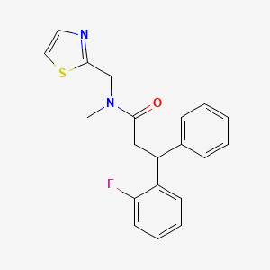 molecular formula C20H19FN2OS B6054673 3-(2-fluorophenyl)-N-methyl-3-phenyl-N-(1,3-thiazol-2-ylmethyl)propanamide 