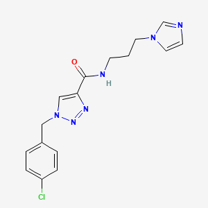 molecular formula C16H17ClN6O B6054676 1-(4-chlorobenzyl)-N-[3-(1H-imidazol-1-yl)propyl]-1H-1,2,3-triazole-4-carboxamide 