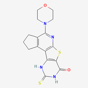 molecular formula C16H16N4O2S2 B6054698 4-(4-morpholinyl)-9-thioxo-2,3,9,10-tetrahydro-1H-cyclopenta[4',5']pyrido[3',2':4,5]thieno[3,2-d]pyrimidin-7(8H)-one 