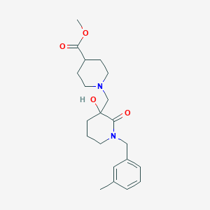 molecular formula C21H30N2O4 B6054703 methyl 1-{[3-hydroxy-1-(3-methylbenzyl)-2-oxo-3-piperidinyl]methyl}-4-piperidinecarboxylate 