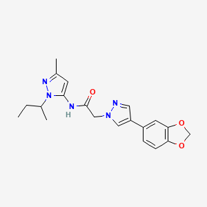 molecular formula C20H23N5O3 B6054707 2-[4-(1,3-benzodioxol-5-yl)-1H-pyrazol-1-yl]-N-(1-sec-butyl-3-methyl-1H-pyrazol-5-yl)acetamide 