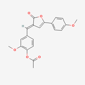 molecular formula C21H18O6 B6054714 2-methoxy-4-{[5-(4-methoxyphenyl)-2-oxo-3(2H)-furanylidene]methyl}phenyl acetate 