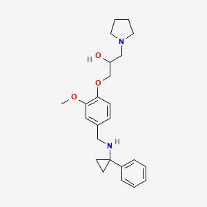molecular formula C24H32N2O3 B6054722 1-(2-methoxy-4-{[(1-phenylcyclopropyl)amino]methyl}phenoxy)-3-(1-pyrrolidinyl)-2-propanol 