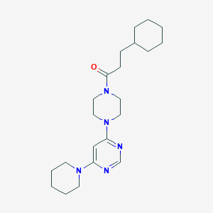 molecular formula C22H35N5O B6054765 4-[4-(3-cyclohexylpropanoyl)-1-piperazinyl]-6-(1-piperidinyl)pyrimidine 