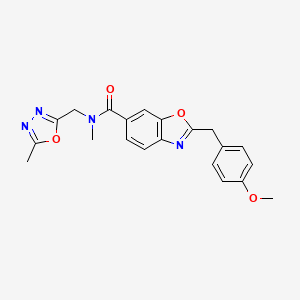 molecular formula C21H20N4O4 B6054777 2-(4-methoxybenzyl)-N-methyl-N-[(5-methyl-1,3,4-oxadiazol-2-yl)methyl]-1,3-benzoxazole-6-carboxamide 