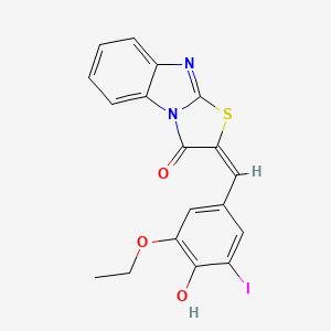 molecular formula C18H13IN2O3S B6054812 2-(3-ethoxy-4-hydroxy-5-iodobenzylidene)[1,3]thiazolo[3,2-a]benzimidazol-3(2H)-one 